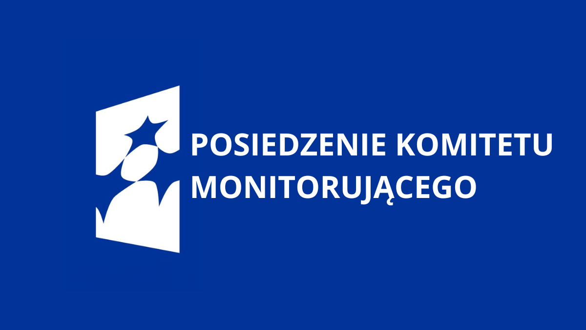 Niebieskie tło ze znakiem Funduszy Europejskich i napisem