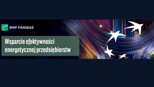 Grafika ozdobna z napisem: wsparcie efektywności energetycznej przedsiębiorstw